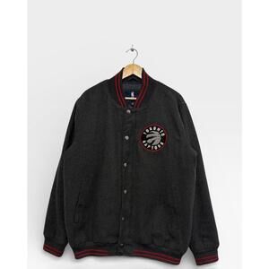 Vintage 90s Toronto Raptors Varsity Jacket Adult Grey Sz L NBA Basketball GIII